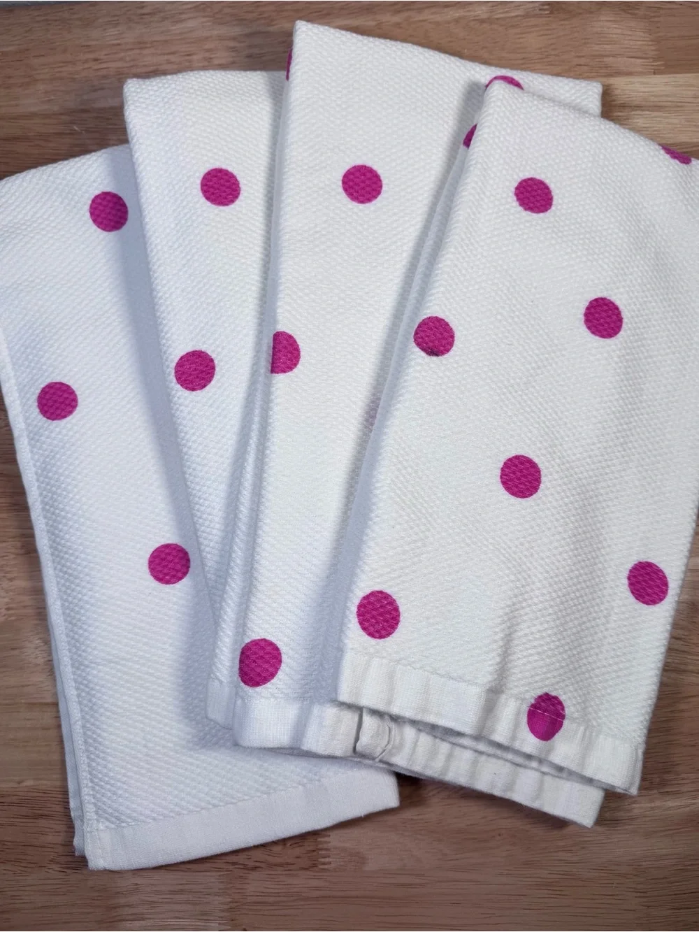 Kate spade Kitchen Towels with Hot Pink Polka Dots